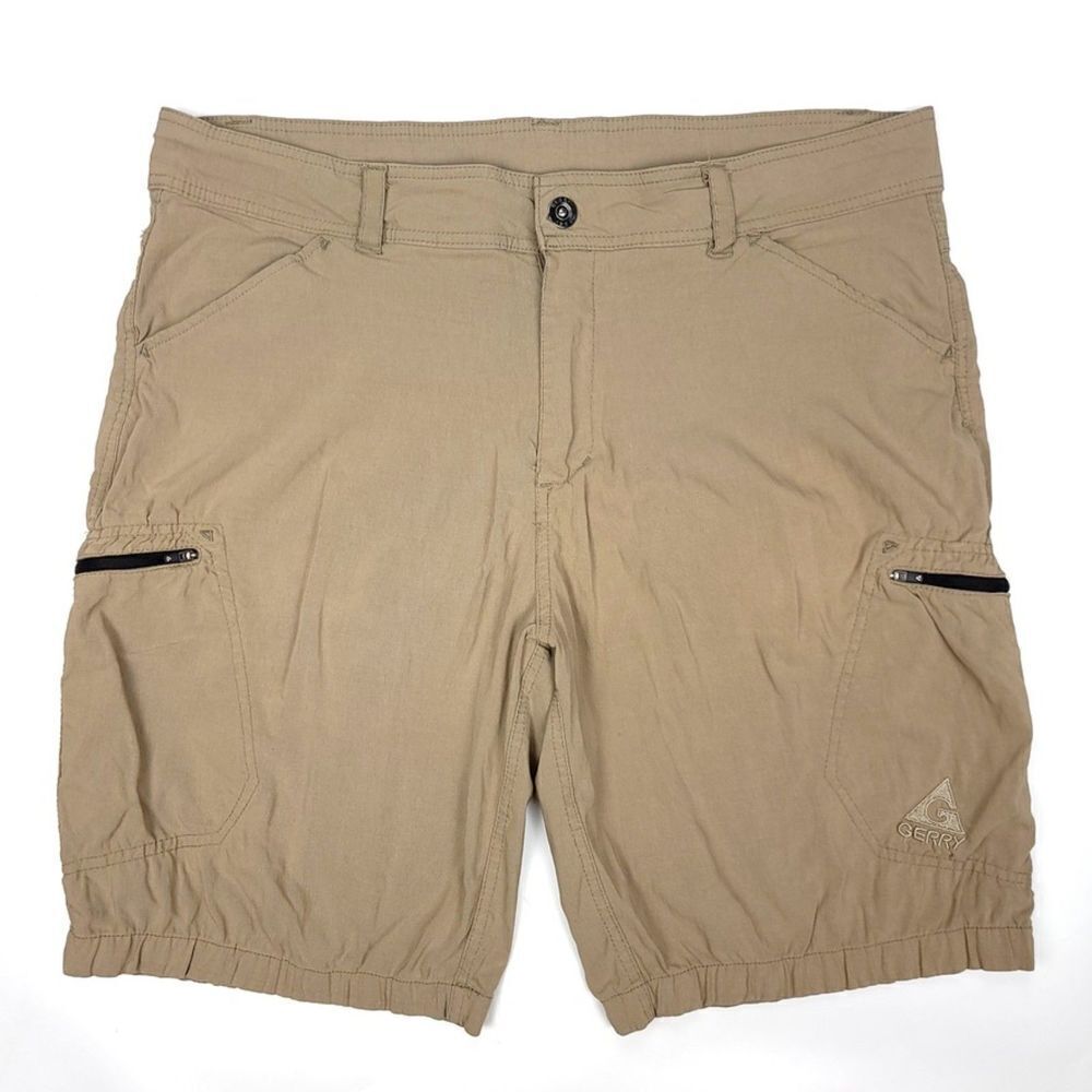 GERRY Utility Cargo Comfort Fit Active Hiking Shorts Khaki Tan Gorpcore Mens 38